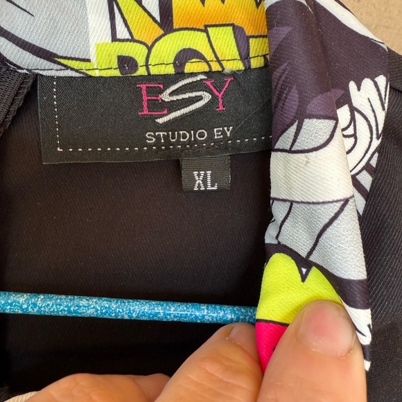 Comic Print Colorblock Puff Sleeve Dress XL - Picture 7 of 10